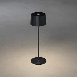 Lámpara de mesa a pilas POSITANO redondo, CCT Switch, regulable IP54, negro regulable